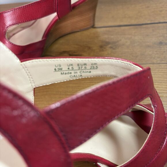 Franco Sarto Womens 6.5 Red Wedge Galia Heels Sandals Strappy - Picture 11 of 14